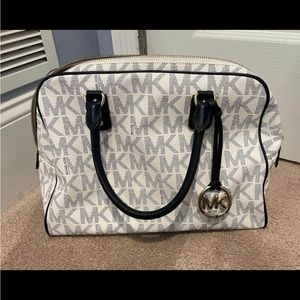 Michael Kors navy white satchel with matching wallet